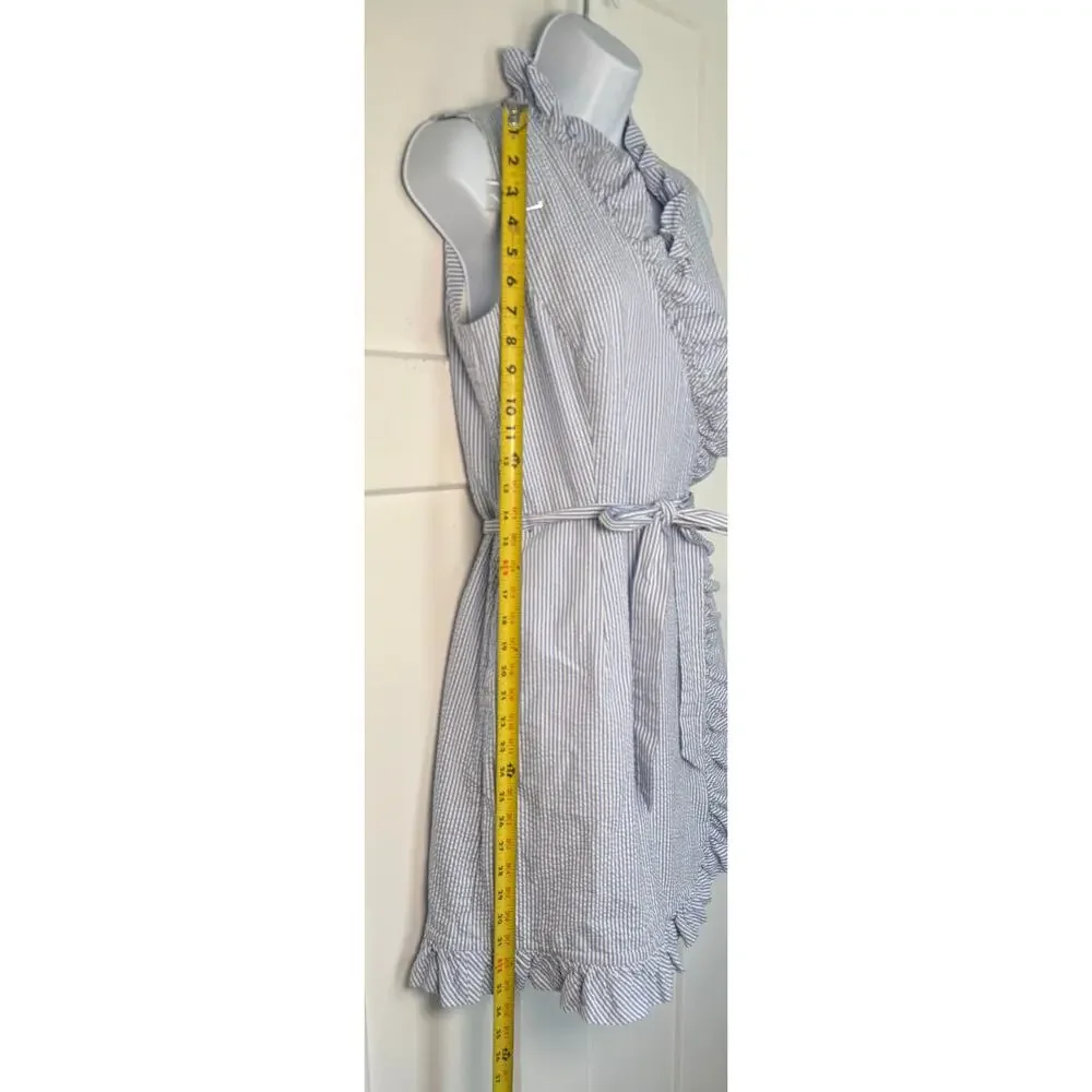 Vineyard Vines Blue White Seersucker Ruffle Dress SIZE 8